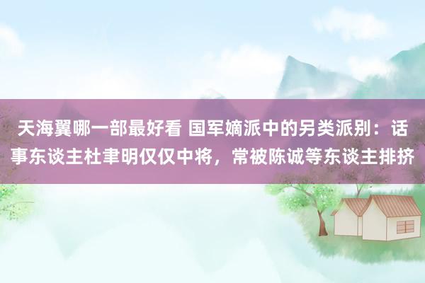 天海翼哪一部最好看 国军嫡派中的另类派别：话事东谈主杜聿明仅仅中将，常被陈诚等东谈主排挤