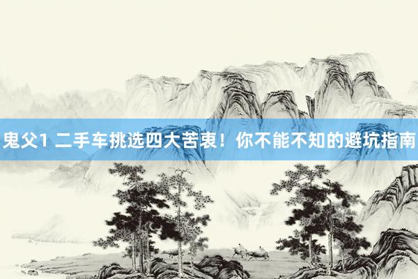 鬼父1 二手车挑选四大苦衷！你不能不知的避坑指南