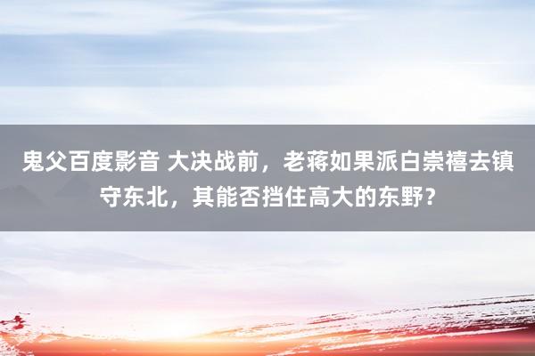 鬼父百度影音 大决战前，老蒋如果派白崇禧去镇守东北，其能否挡住高大的东野？