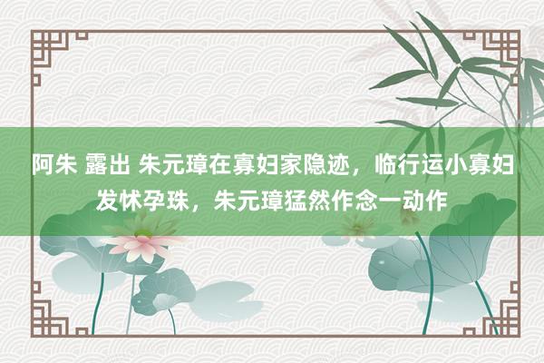 阿朱 露出 朱元璋在寡妇家隐迹，临行运小寡妇发怵孕珠，朱元璋猛然作念一动作