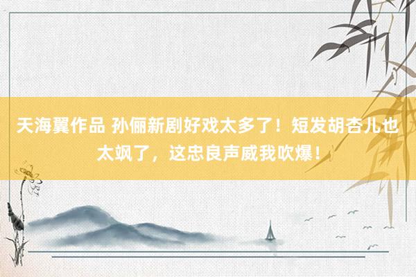 天海翼作品 孙俪新剧好戏太多了！短发胡杏儿也太飒了，这忠良声威我吹爆！