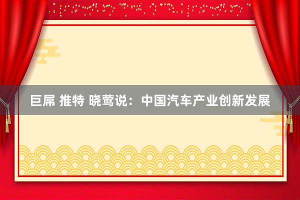 巨屌 推特 晓莺说：中国汽车产业创新发展